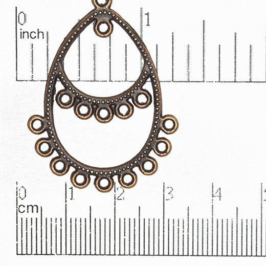 40mm x 30mm Teardrop Chandelier Earring - Made of Brass - Sold Individually - EW5132