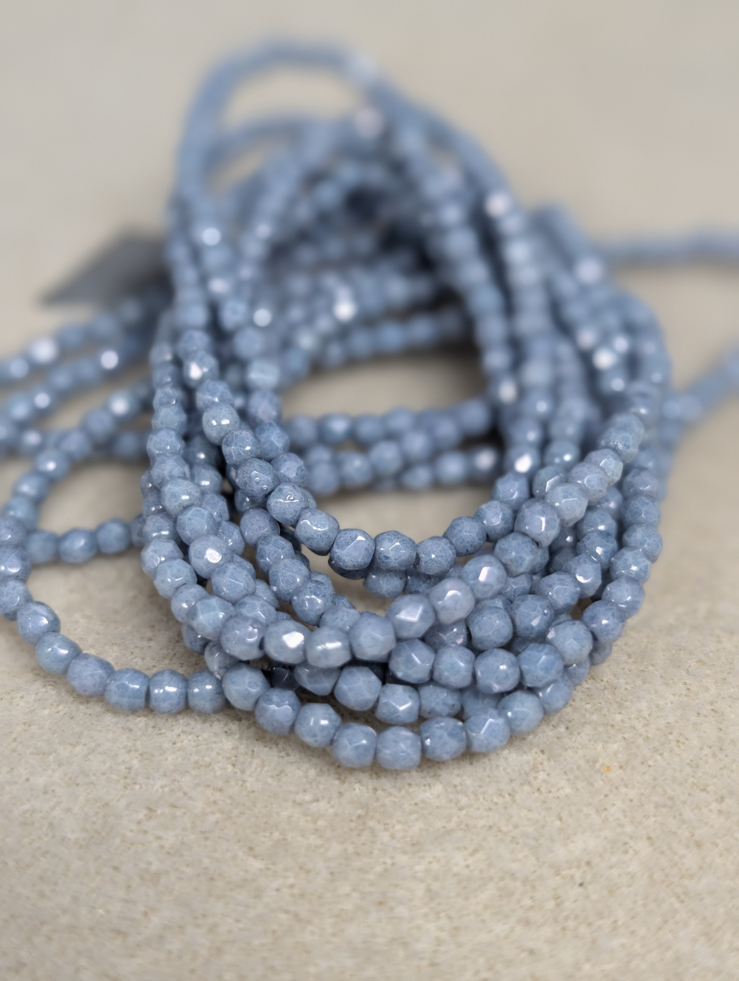 Fire Polish, Round, Light Slate Blue, 3mm