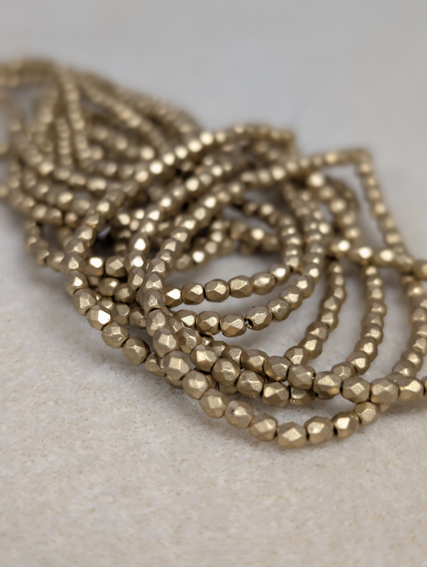 Fire Polish, Round, Gold, 3mm