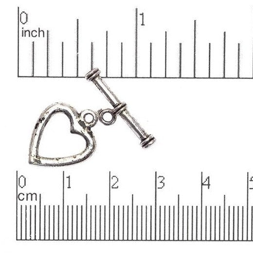 17mm x 14mm Bar, 21mm Heart Toggle Clasp - Available in Antique Pewter & Gold - Sold in Set - CBS11/228
