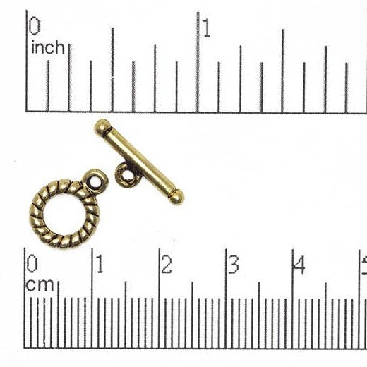 10mm x 13mm Loop, 17mm Bar Spiral Toggle Clasp - Available in Antique Pewter & Gold - Sold as Set - CBS 11/231