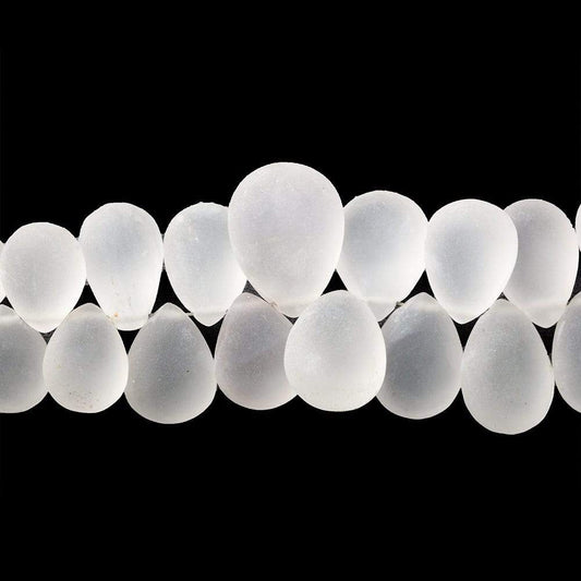 8x6-16x11mm Frosted Crystal Quartz Plain Pear Beads 8 inch 55 pieces