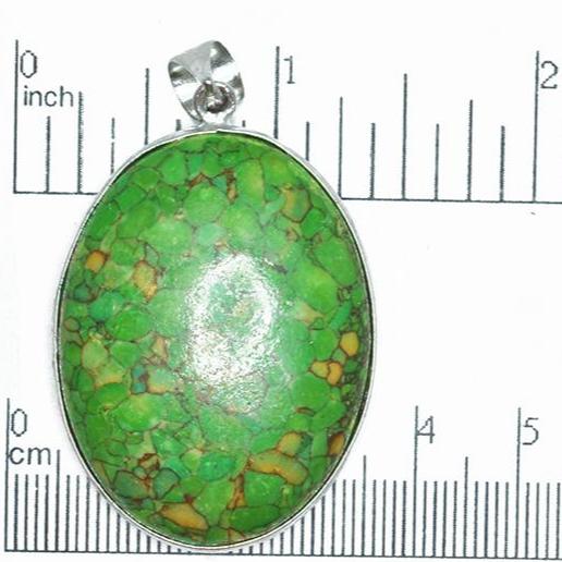30mm x 40mm Dyed Green Howlite Pendant - With Bail - Semi Precious Stone - SP633