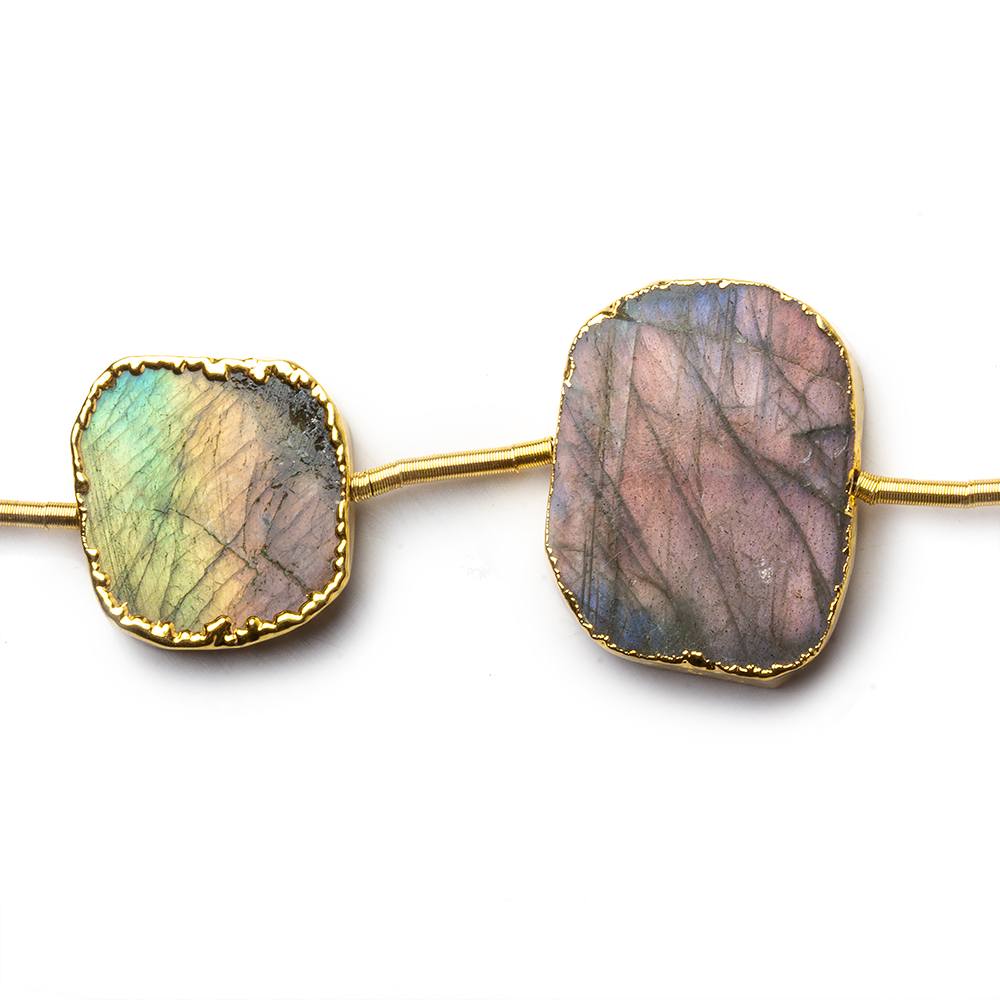 Gold Leafed Labradorite plain slice strand 7 beads 14x12-23x18mm