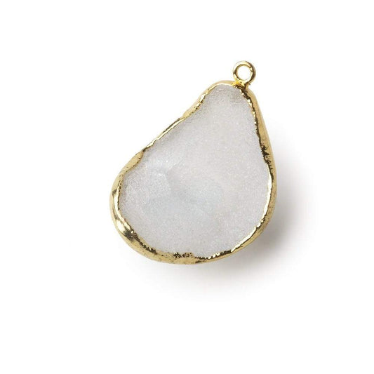Gold Leafed Translucent White Concave Drusy Pendant 1 focal bead 29x22x19mm  A Grade