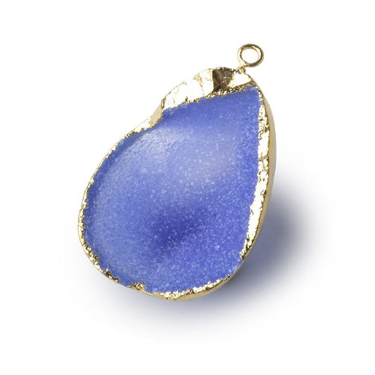 Gold Leafed Ultramarine Blue Concave Drusy Pendant 1 focal bead 31x29x16mm  A Grade