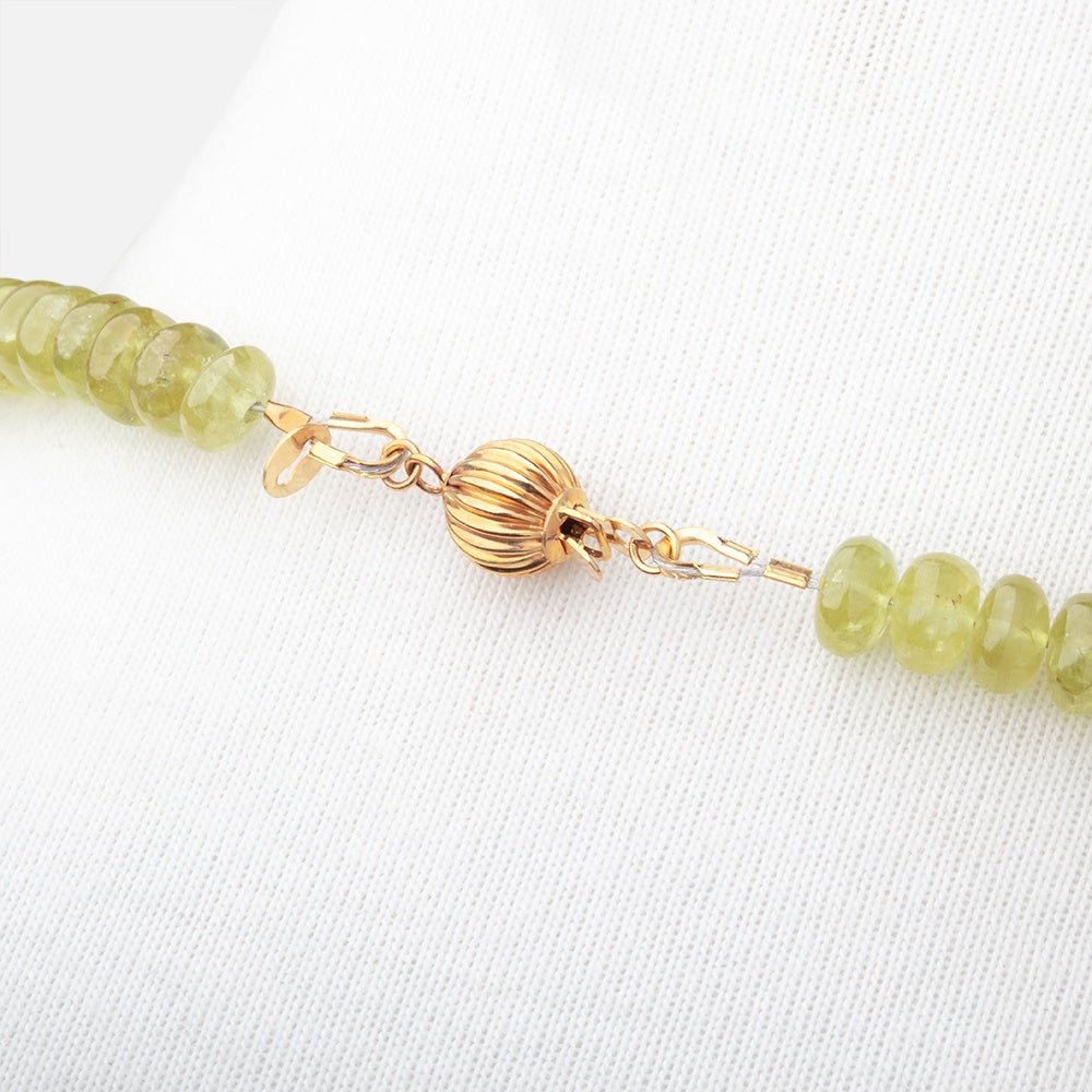 Grossular Garnet Plain Rondelle Necklace with a 14kt Gold Clasp AAA