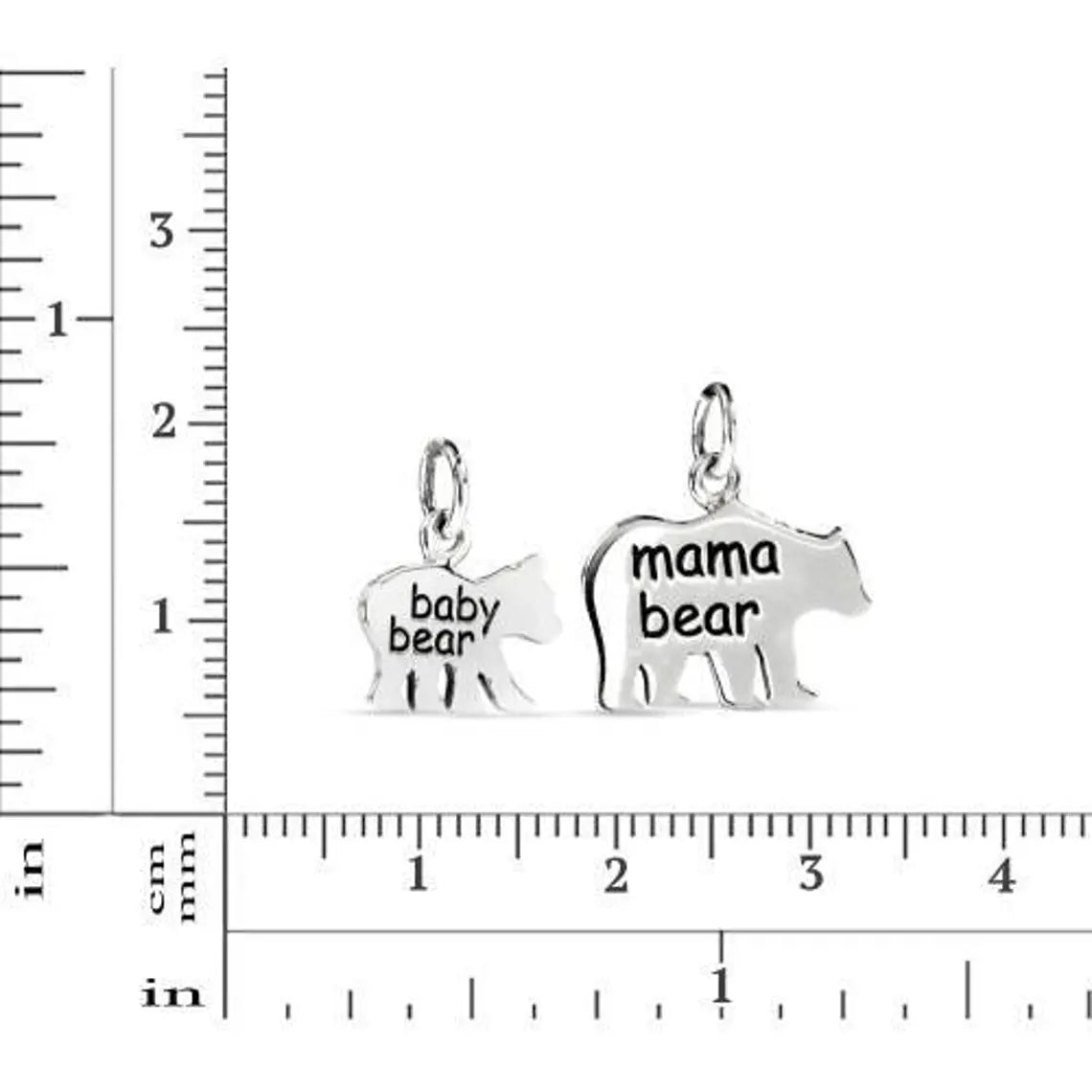 Sterling Silver Mama And Baby Bear Charms Set Of 2 - 1pc