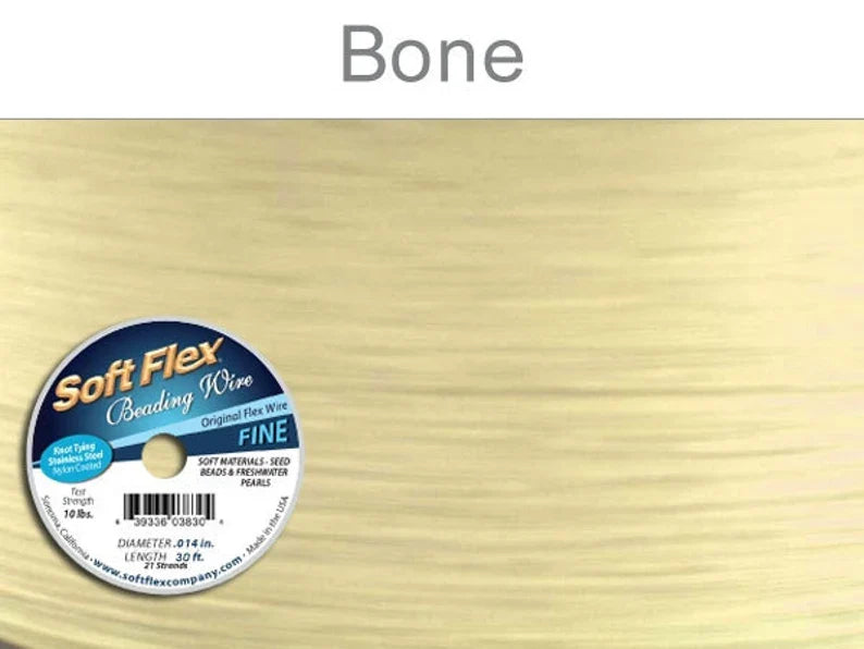 Soft Flex 21 Strand .014 Inch Bone Color Beading Wire - 1spool