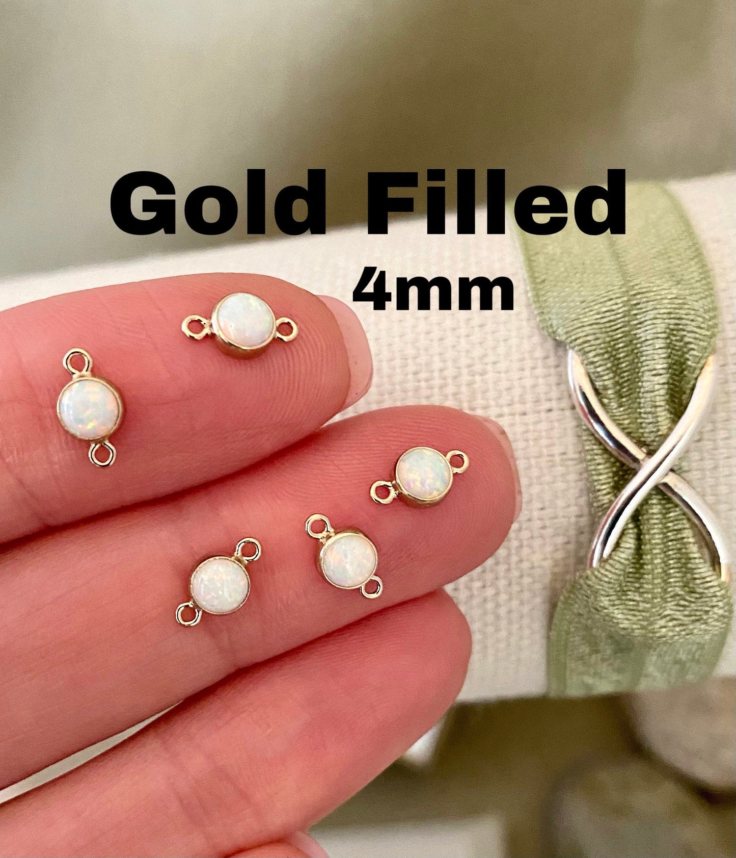 White Opal Charm 6mm - 2 Pack - B25