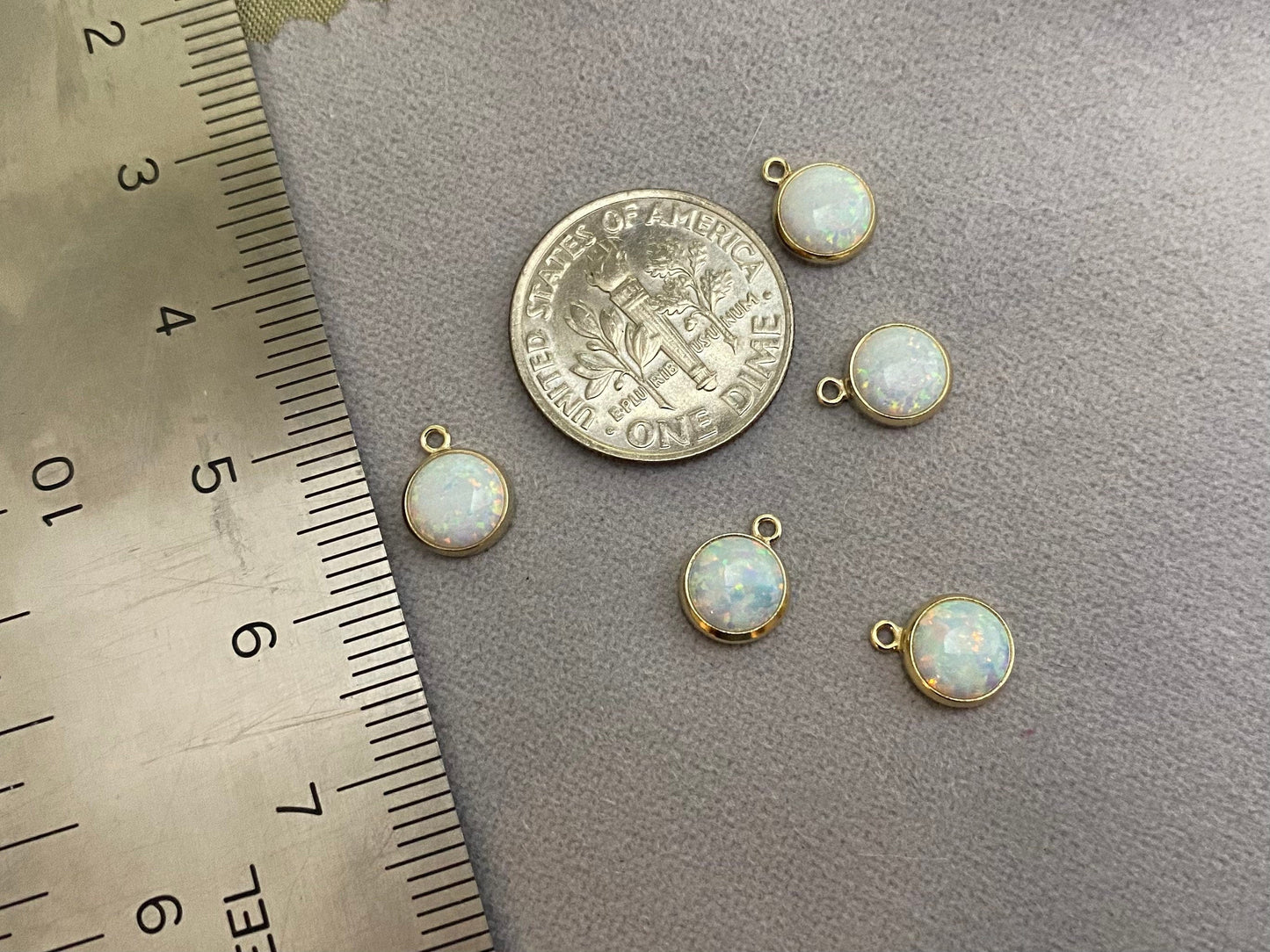 White Opal Charm 6mm - 2 Pack - B25