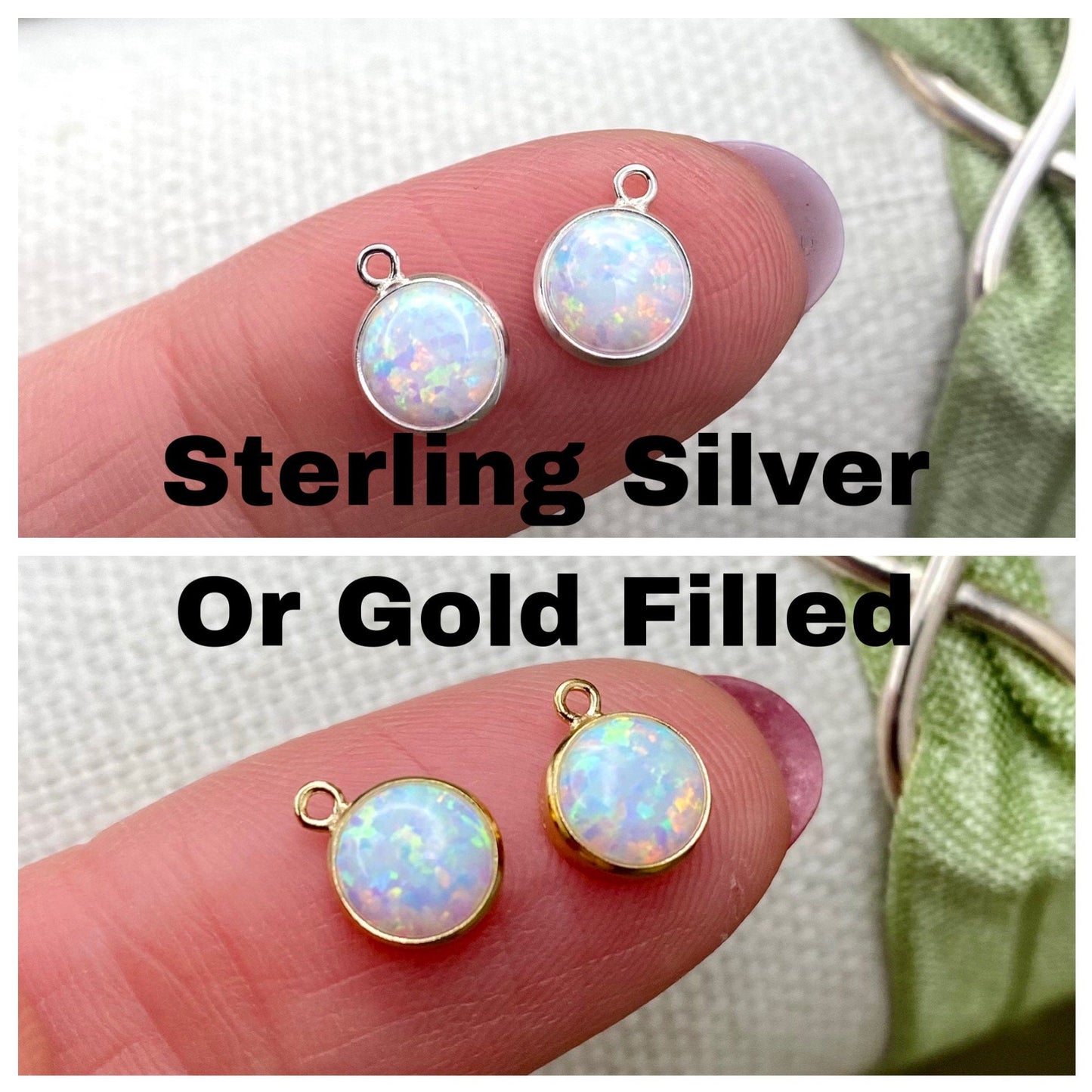 White Opal Charm 6mm - 2 Pack - B25