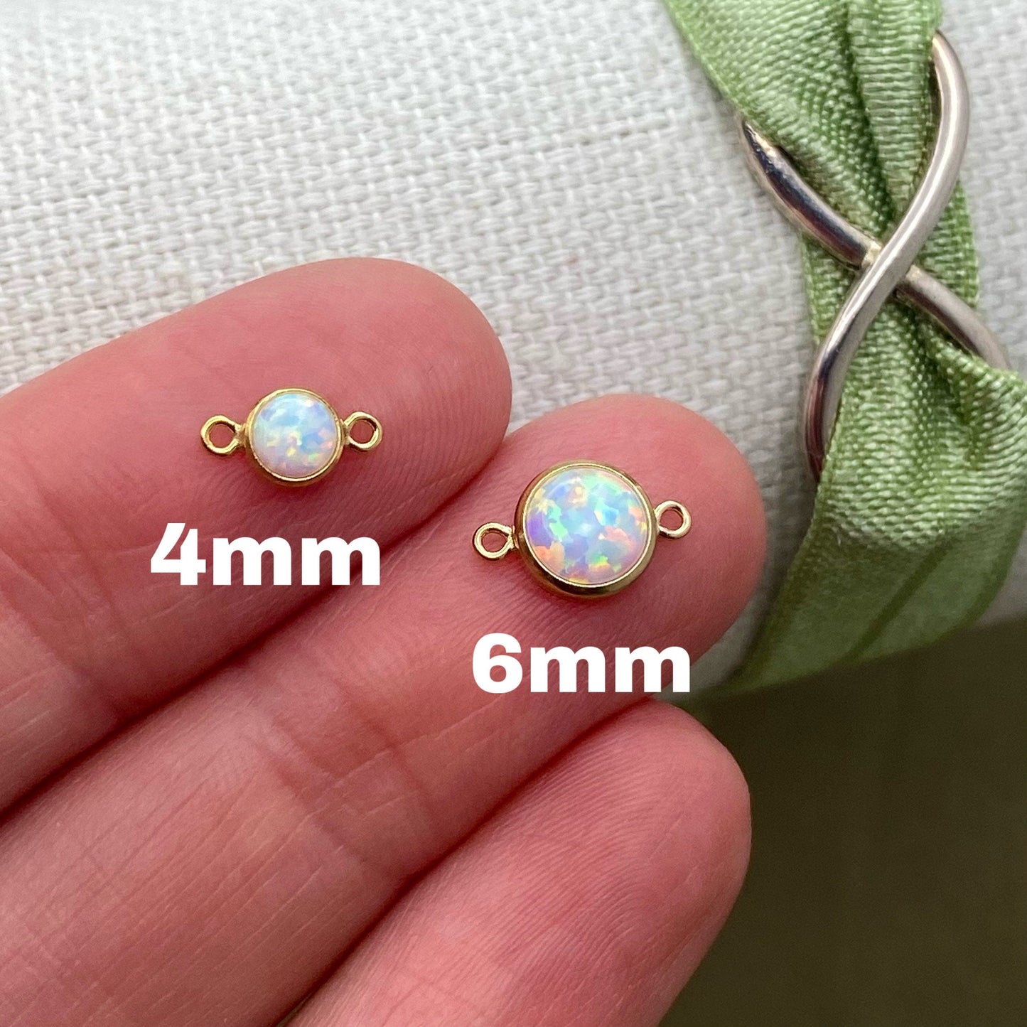 White Opal Connector 6mm - 2 Pack - B19