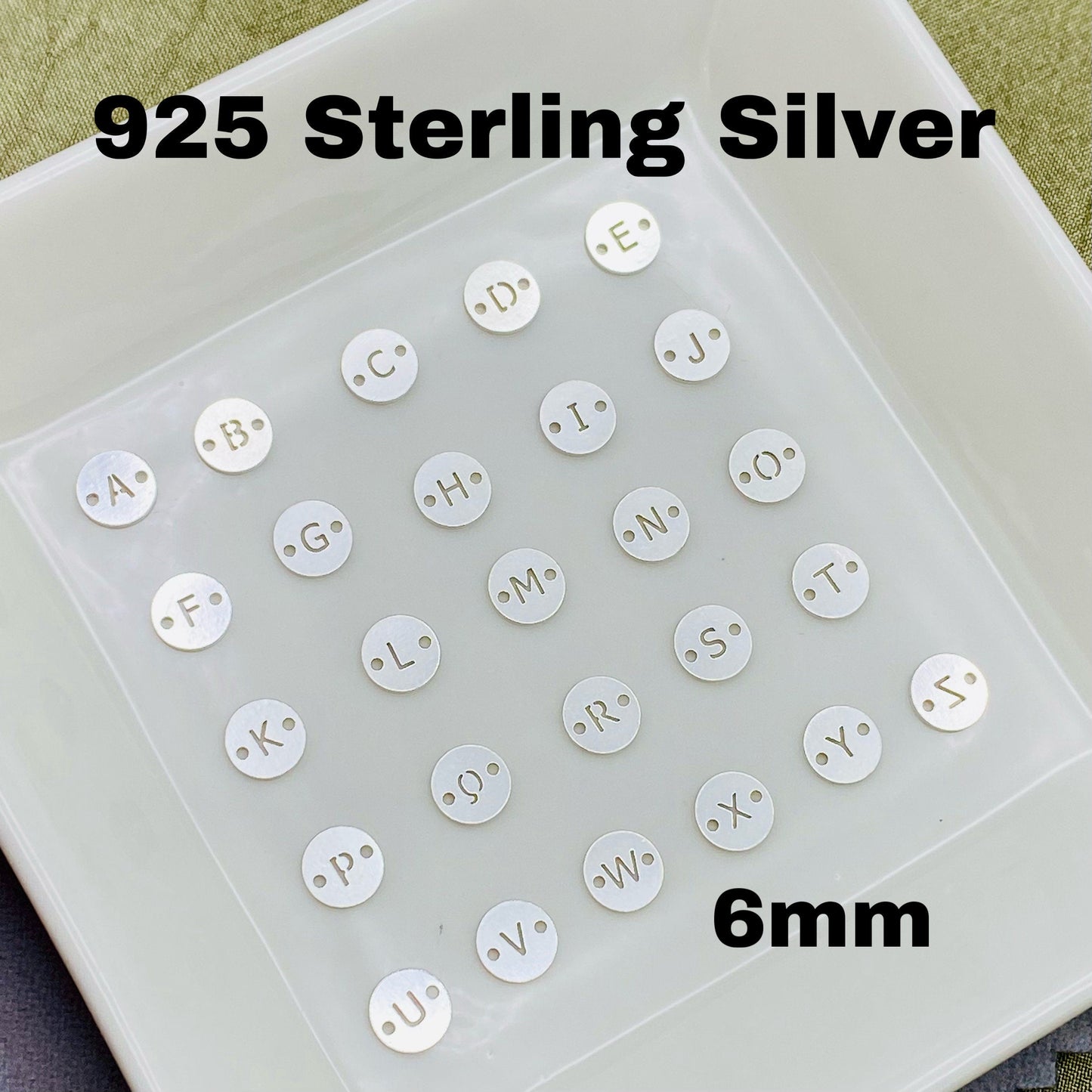 Round Letter Connectors 6mm - Sterling Silver - L33S