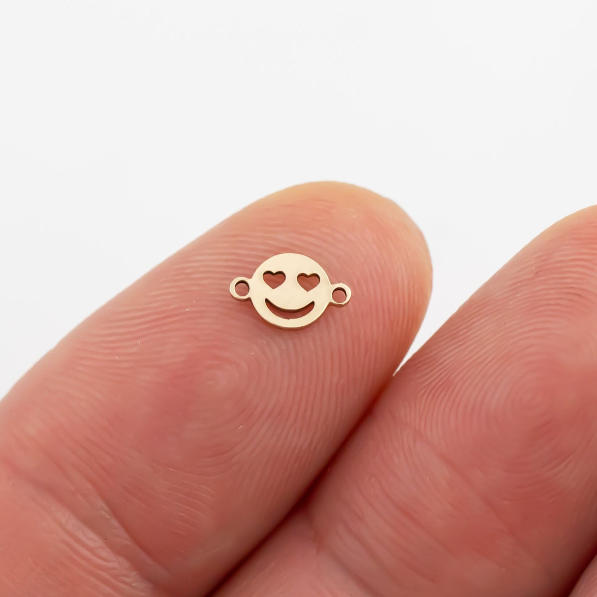 14Kt Gold Filled or Sterling Silver Smiley Face Connectors - for Bracelet or Necklace - Permanent Jewelry Supply