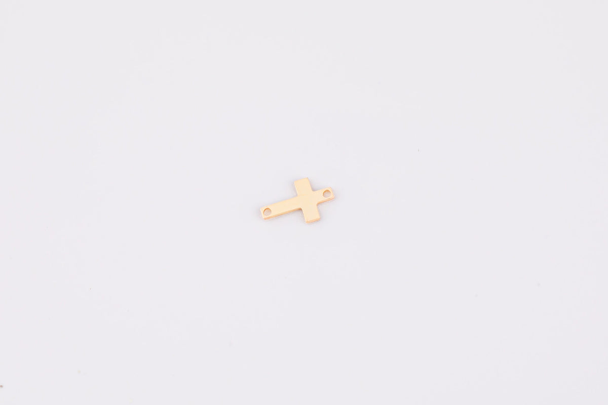 2pcs Cross Connectors - 14Kt Gold Filled or Sterling Cross Connectors Religious Link Bracelet or Necklace Permanent Jewelry