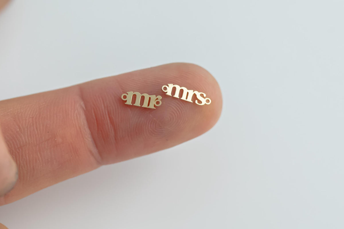 Mr. Mrs. Connector Gold Filled Connectors Mister Misses 14K Gold Filled or Sterling Silver Link for Bracelet Bride Wedding Bridal Shower