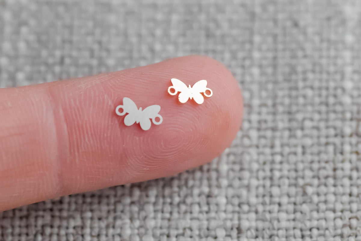 gold filled Butterfly - sterling silver or gold filled- permanent jewelry word connectors- charm, pendant,