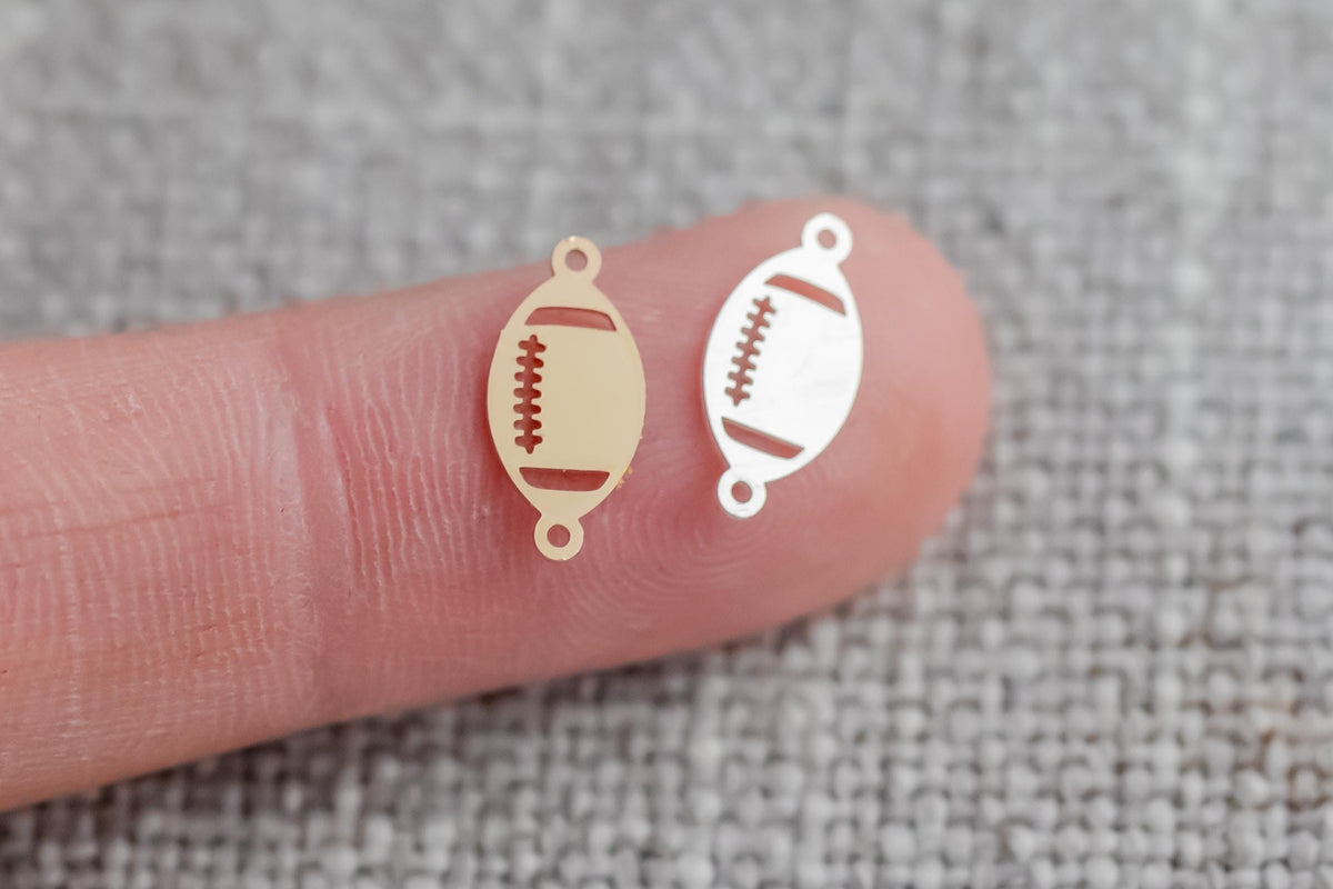 2x Gold Filled Football connector for Permanent Jewelry 14K Gold Filled sterling silver Sport connector pendant 6x12mm