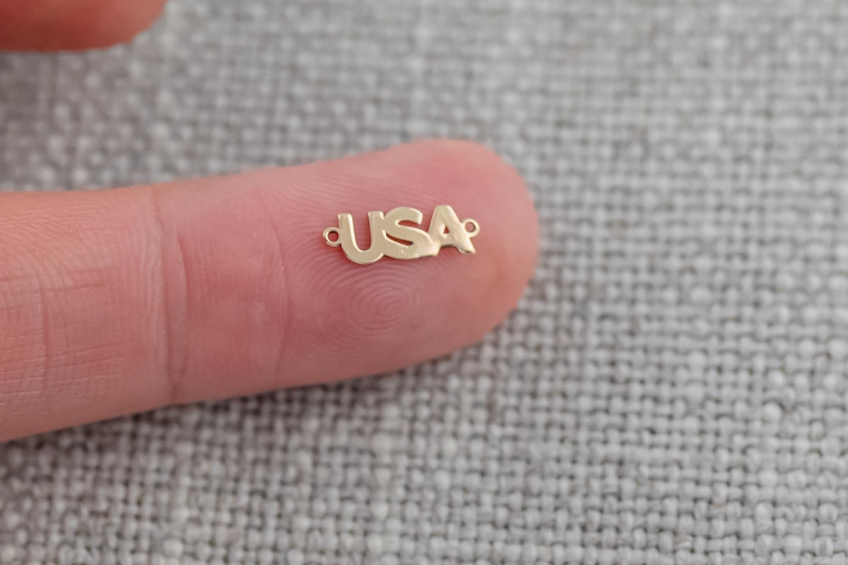 Permanent USA Connector- 14kt gold filled or Sterling Silver-Made in the USA -Custom Permanent Jewelry Charm-