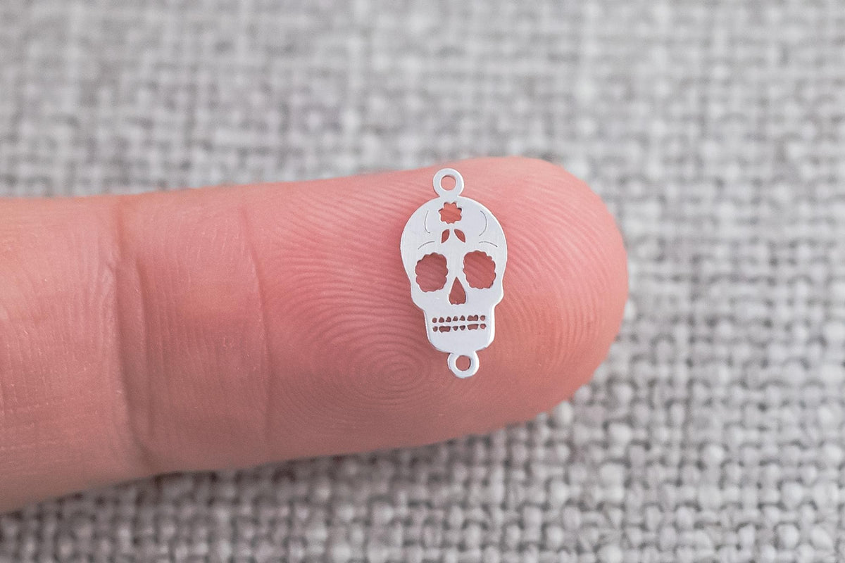 Sugar Skull Connectors La Muerta 14Kt Gold Filled or Sterling Connectors Permanent Jewelry Bracelet or Necklace Permanent Jewelry Supply