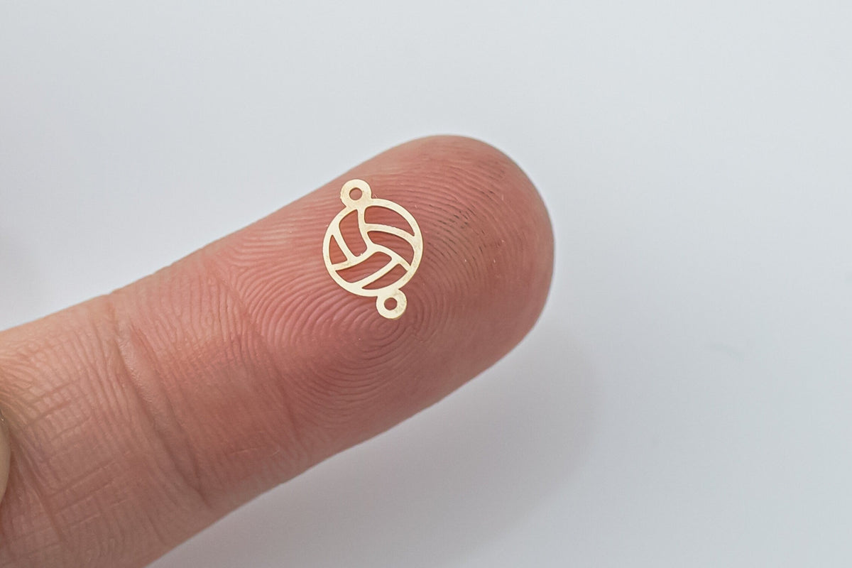 gold filled Volleyball connector - sterling silver or Gold filled- permanent jewelry word connectors- charm, pendant, Sport connector