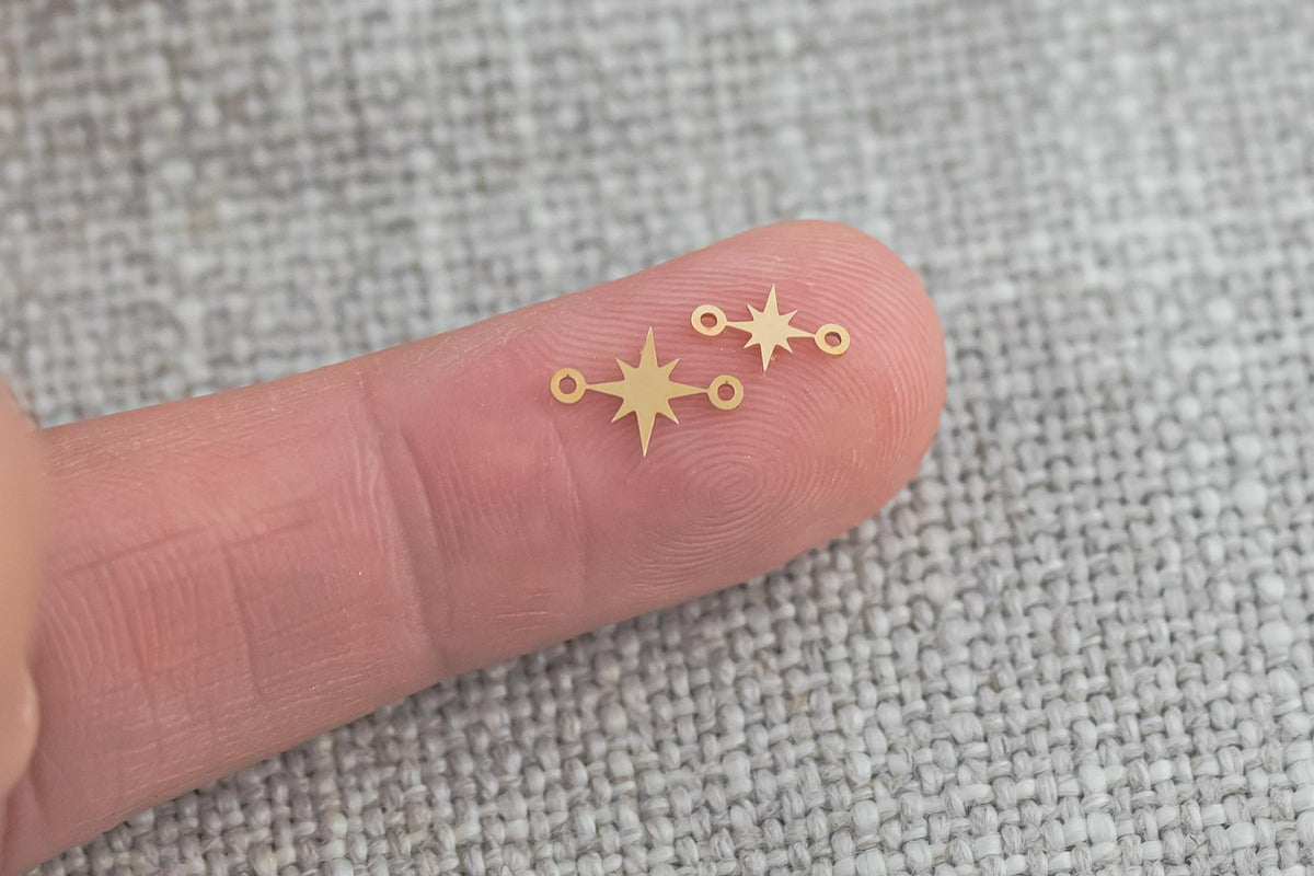North Star Connector - Tiny 14Kt Gold Filled or Sterling Silver - Link for Bracelet or Necklace - Permanent Jewelry Supply