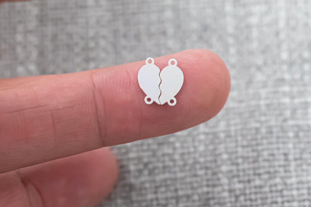 gold filled puzzle double heart connector - sterling silver or solid gold- permanent jewelry connectors- charm bar, pendant, 10 mm tall