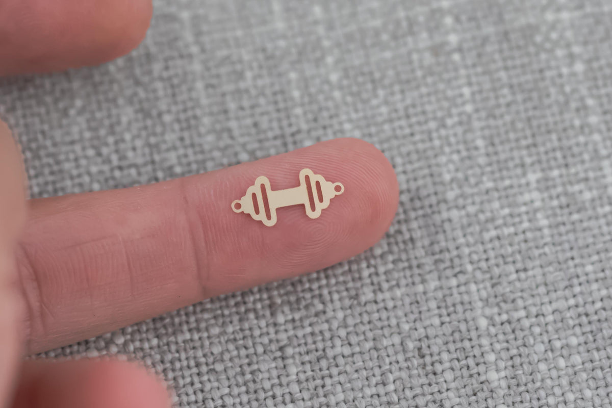 gold filled free weights connector - sterling silver charm bar - 4-5 mm tall -permanent jewelry connectors- supplies, wholesale, bulk, gym