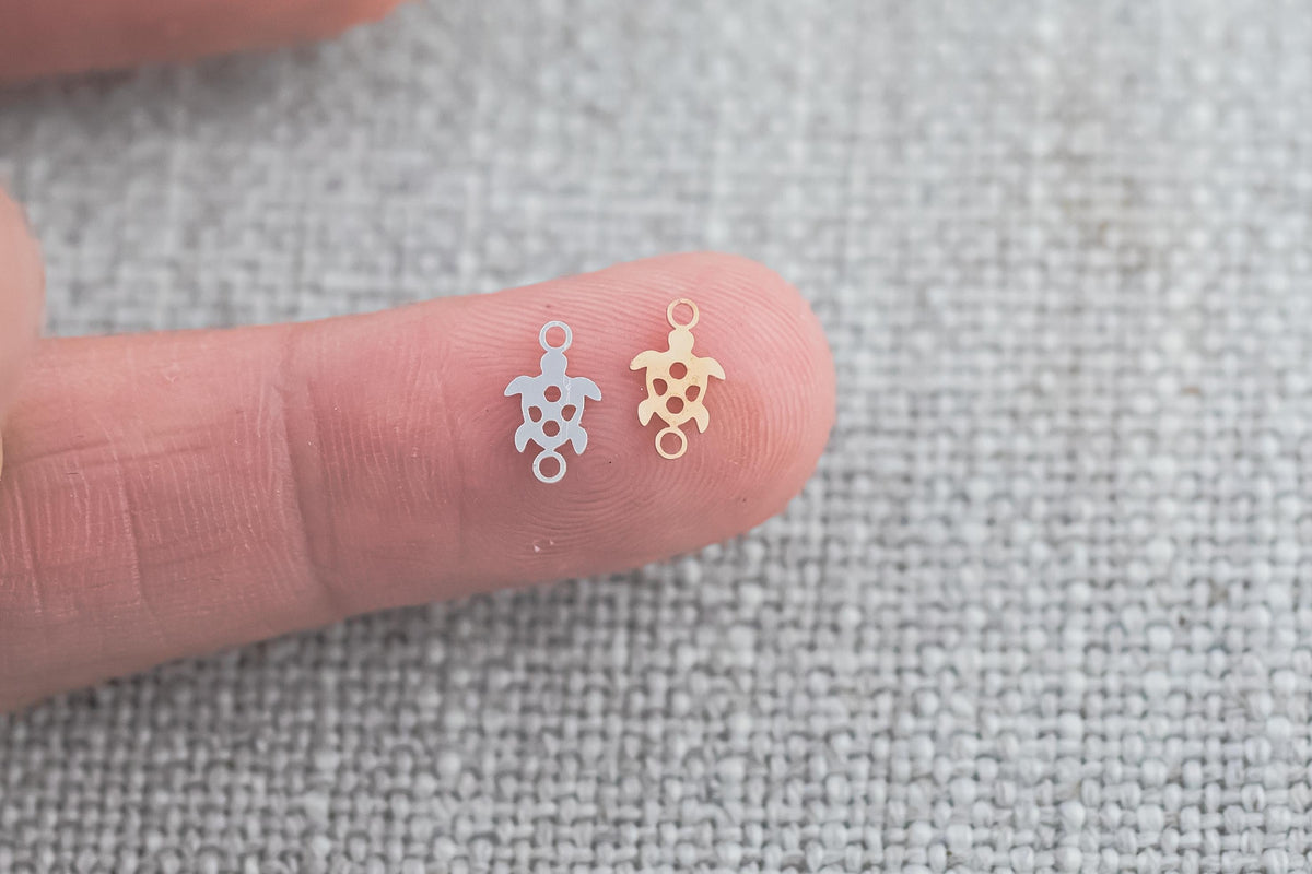 Turtle Tortoise Connector 14k Gold Filled Permanent Jewelry Connectors 14kt Gold Filled Sterling Silver Made in USA