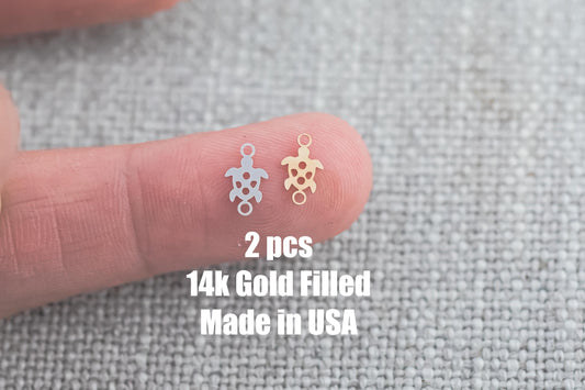 Turtle Tortoise Connector 14k Gold Filled Permanent Jewelry Connectors 14kt Gold Filled Sterling Silver Made in USA