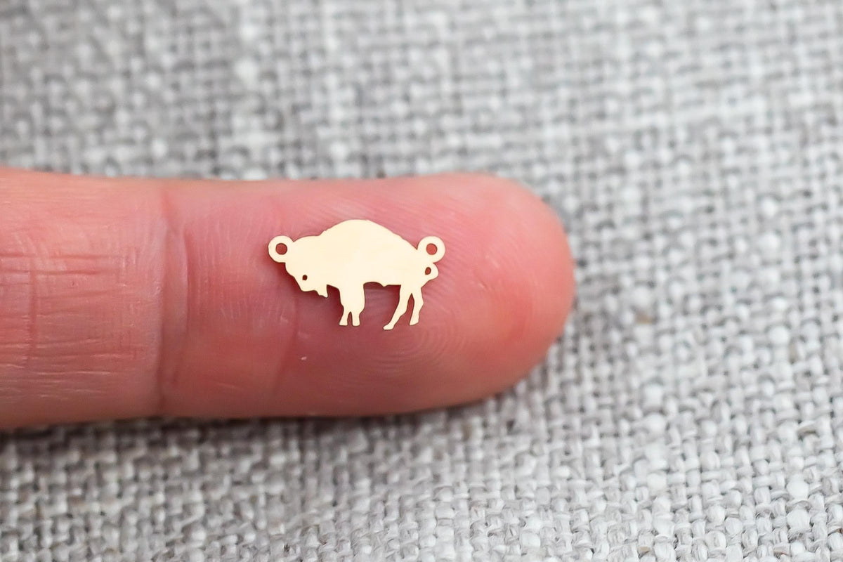 Buffalo Connector - 14Kt Gold Filled Sterling Silver - Animal Charms - Sports Connectors - Permanent Jewelry Supply