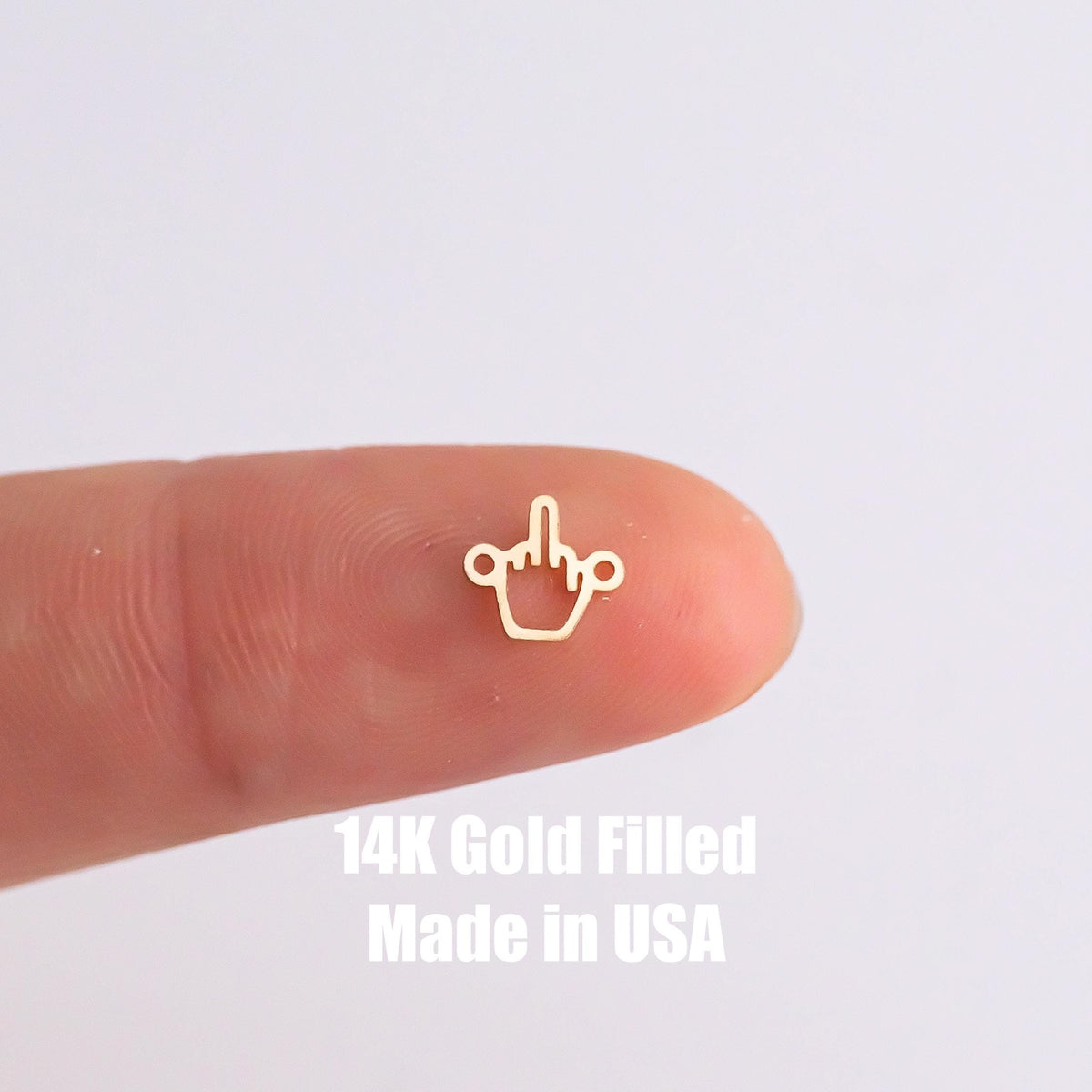 gold filled Fuck Middle Finger - sterling silver or gold filled- permanent jewelry word connectors- charm, pendant