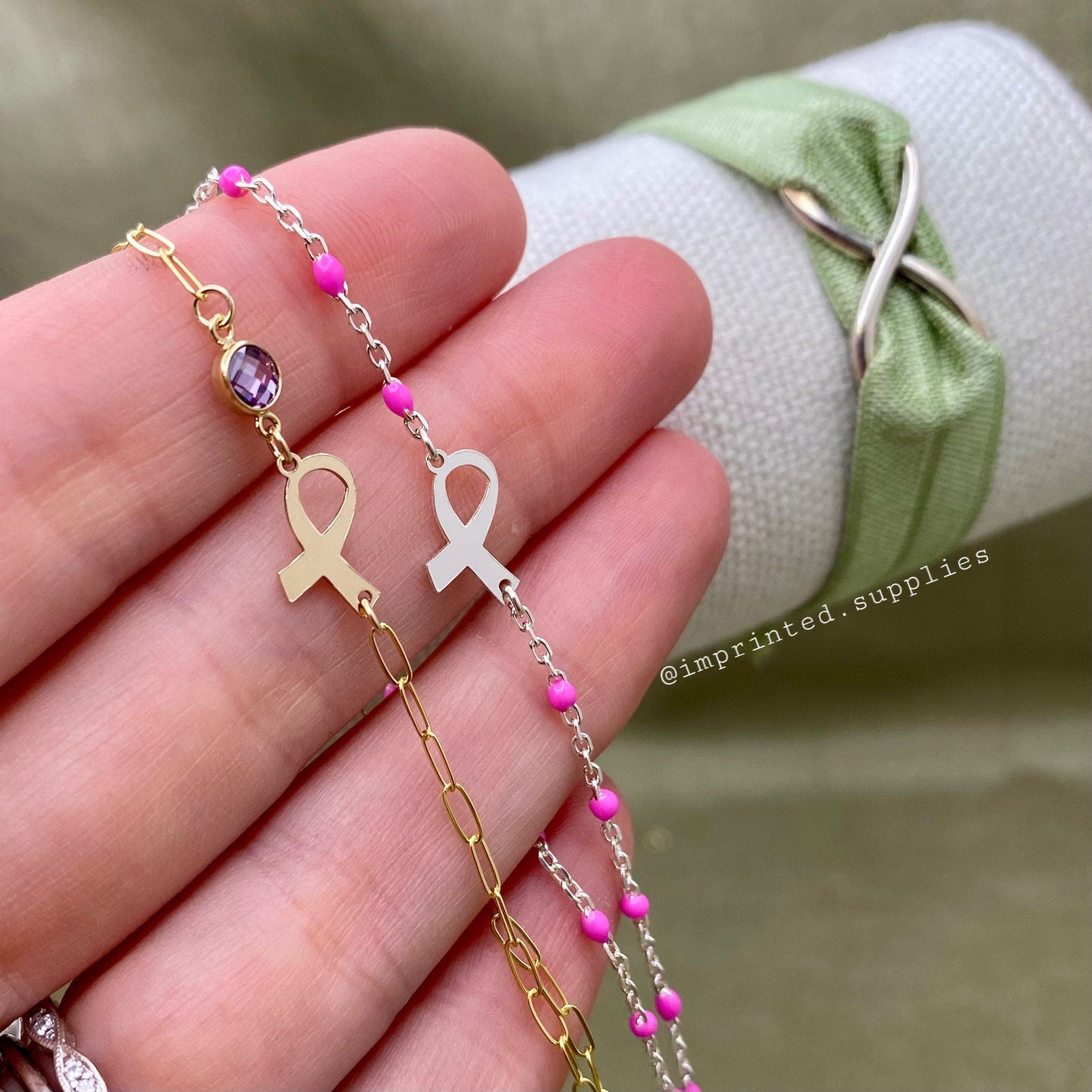 Hot Pink Enamel Chain - Dot Cable - E3