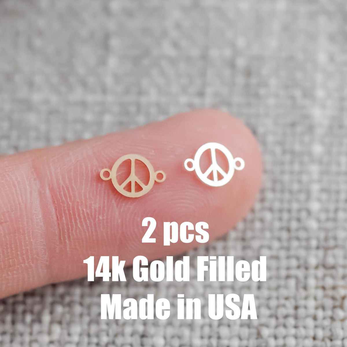 Peace Sign Connector 14k Gold Filled Permanent Jewelry Connectors 14kt Gold Filled Sterling Silver Made in USA