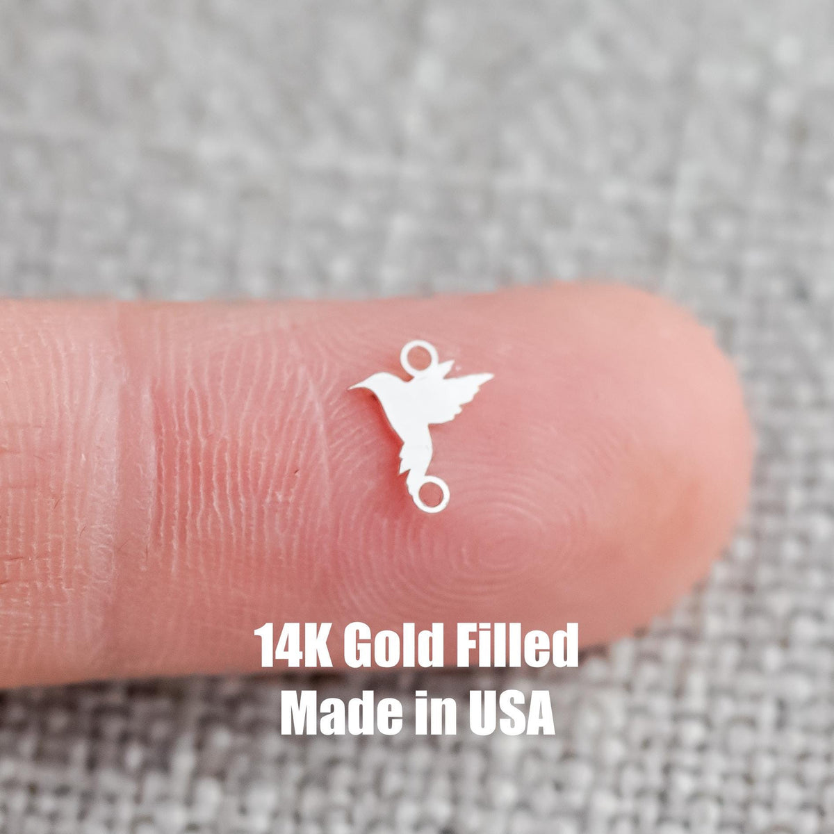 Hummingbird Connector 14K Gold Filled Permanent Jewelry Connectors 925 Sterling Silver 14K GF Humming Bird word connectors charm, pendant