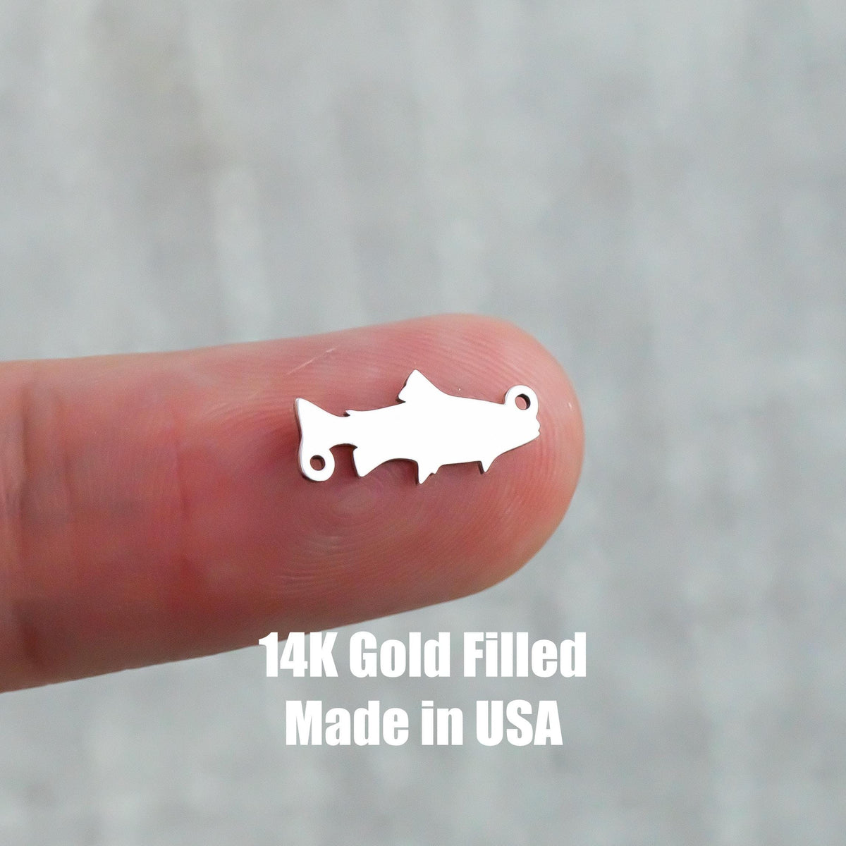 Fish Connector 14K Gold Filled Connector Permanent Jewelry Trout Jesus Fish Prosperity 14K Gold Filled Sterling Silver Connectors Bracelet
