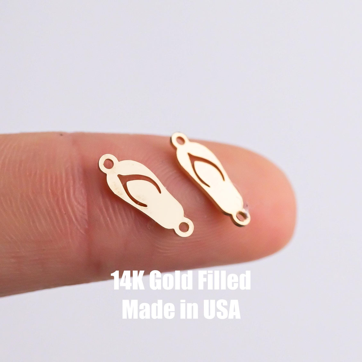 Flip Flop Sandals Connector - 14Kt Gold Filled Sterling Silver - Beach Connectors - Permanent Jewelry Supply Flip Flops