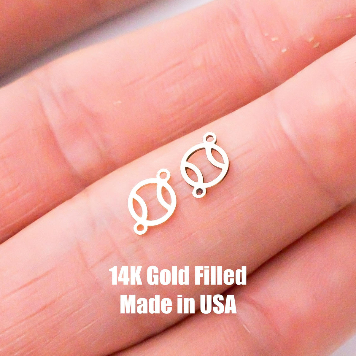 gold filled Tennis Ball connector - sterling silver or solid gold- permanent jewelry word connectors- charm, pendant, 7 mm tall