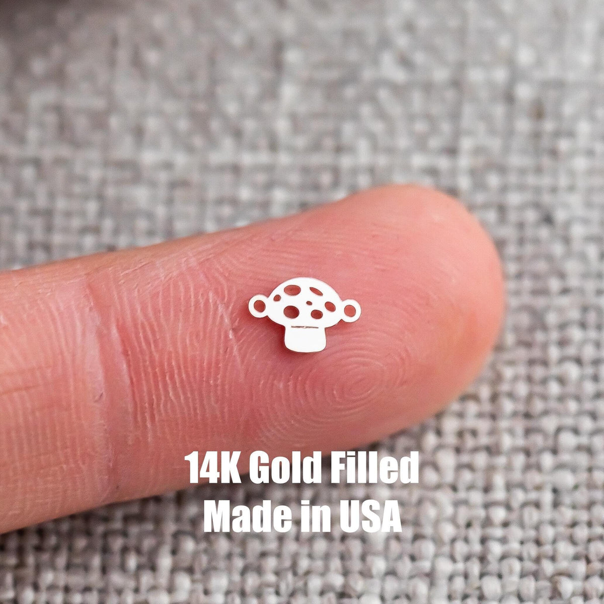 Mushroom Connector - 14Kt Gold Filled Sterling Silver - Mushroom Flower Connectors - Permanent Jewelry Supply