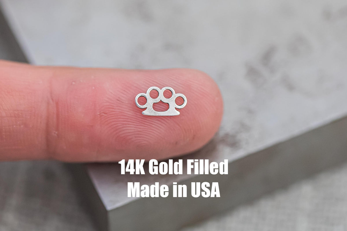 Brass Knuckles Connector - 14Kt Gold Filled Sterling Silver - Knuckles Connectors - Permanent Jewelry Supply