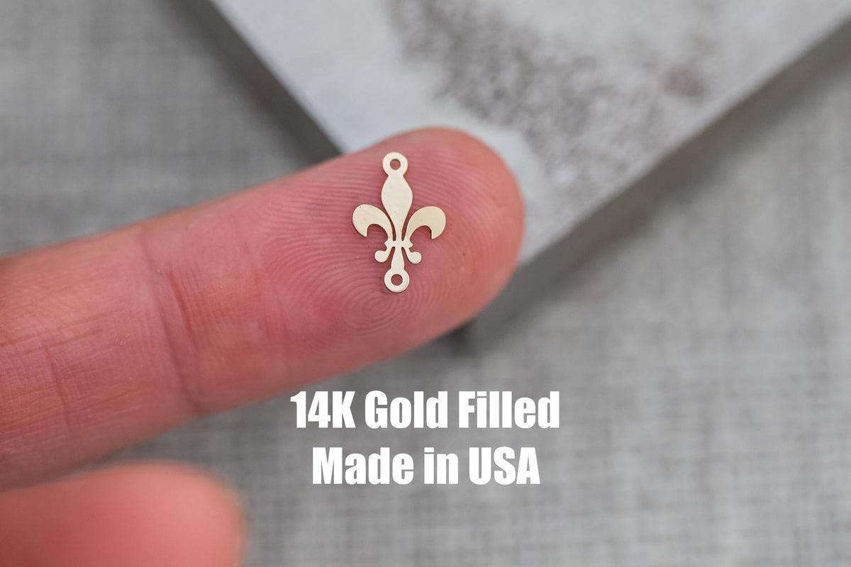 Fleur de Lis connector for Permanent Jewelry 14K Gold Filled sterling silver connector pendant