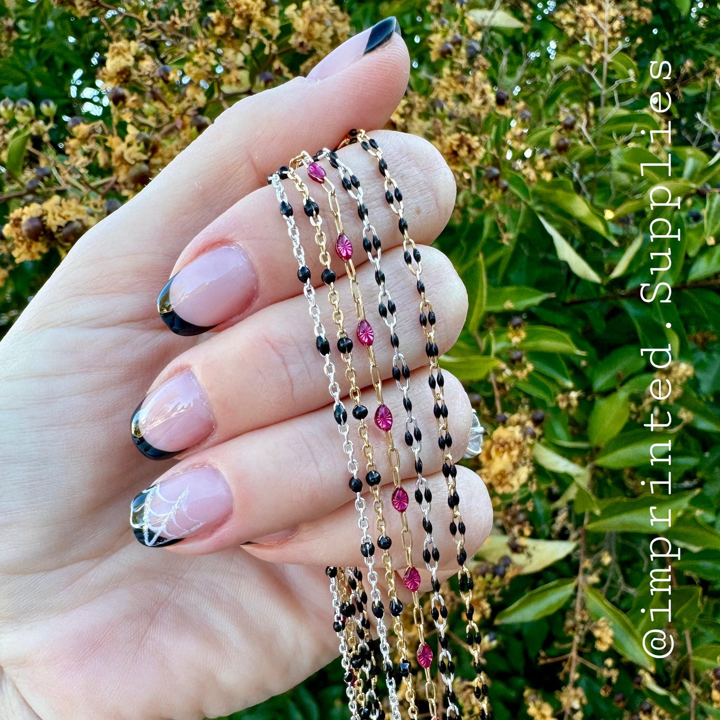 Black Enamel Chain - Twin Paperclip - E11