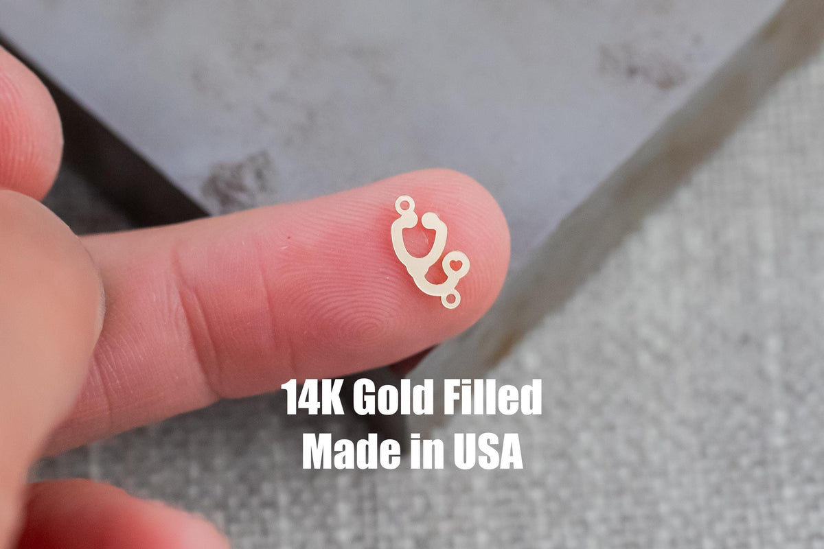 Stethoscope Connector 14K Gold Filled Sterling Silver - Medical Nurse Doctor Hospital Connectors Permanent Jewelry Supply