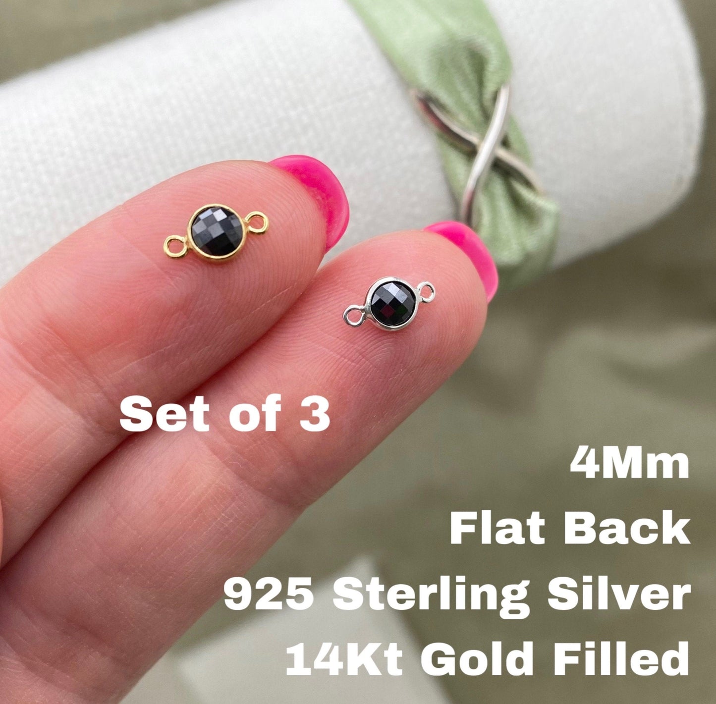 Flatback Black Connectors 4mm - 3 Pack - B18