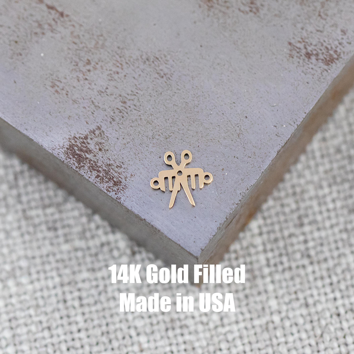 salon scissors and comb Connector 14K Gold Filled Sterling Silver - Salon Hairdresser, Stylist Connectors Permanent Jewelry Supply