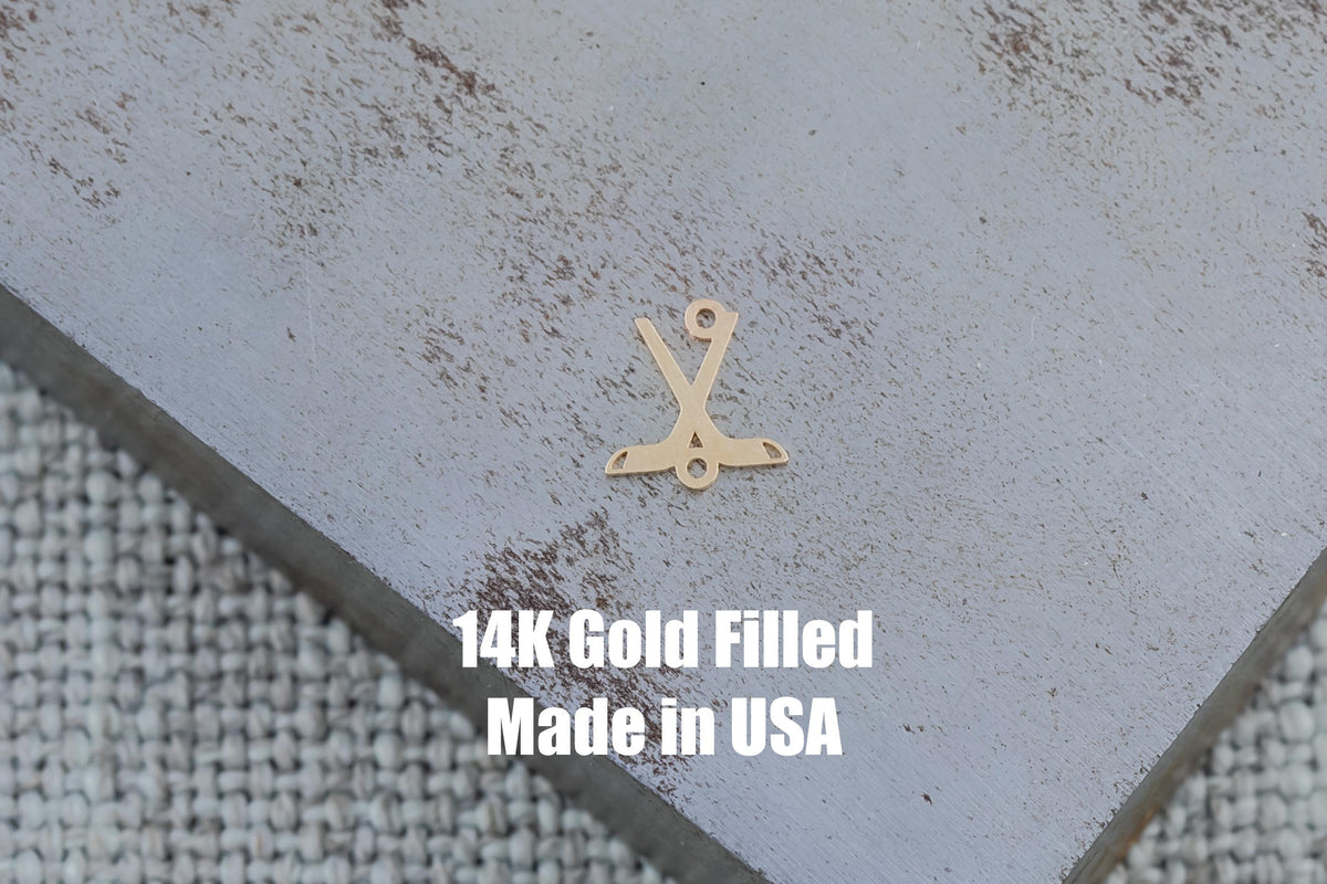 Hockey connector - sterling silver or Gold filled- permanent jewelry word connectors- charm, pendant, Sport connector