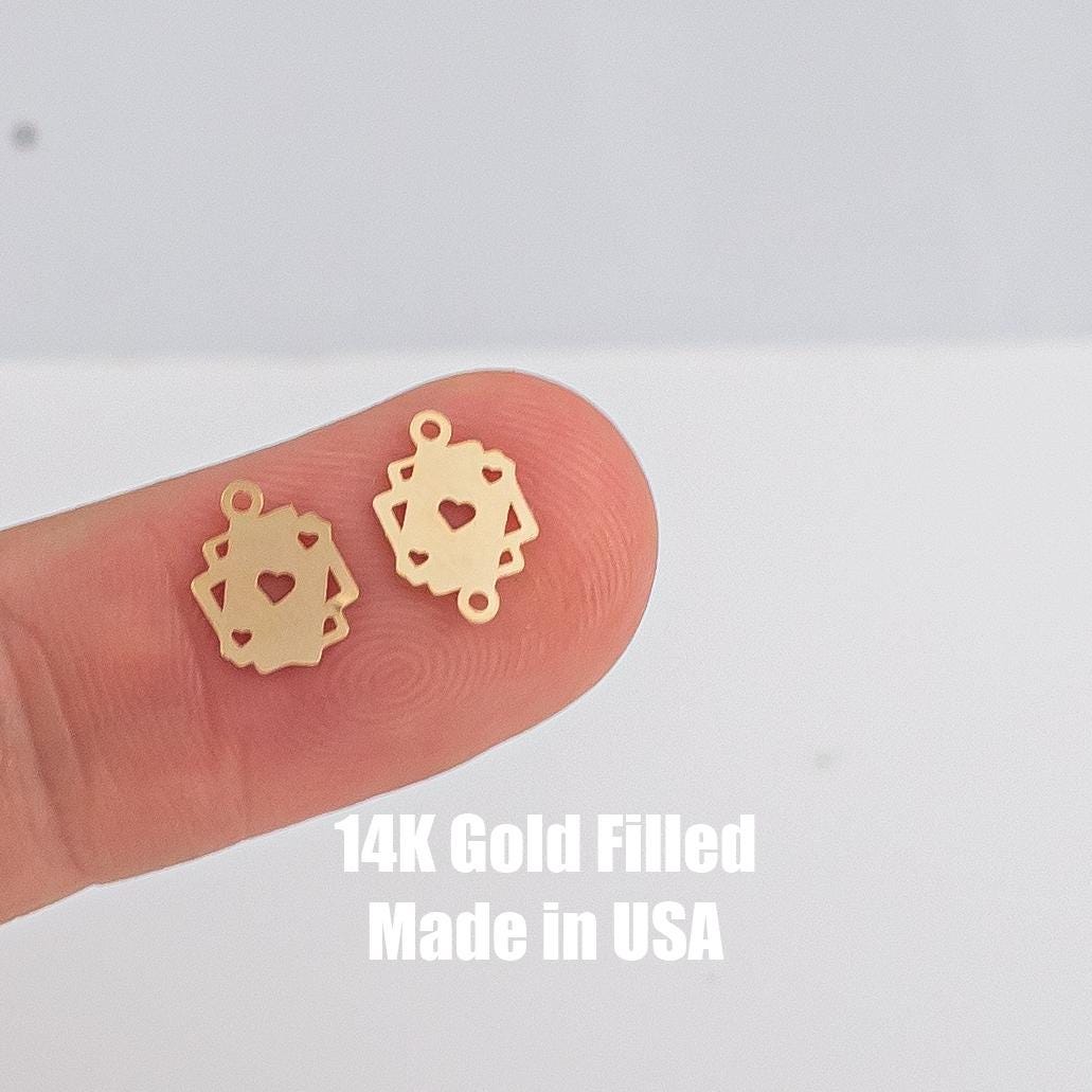 Playing Card, Casino Permanent Jewelry Connector- Intricate Detail - 14kt gold filled or Sterling Silver - Made in the USA - Custom