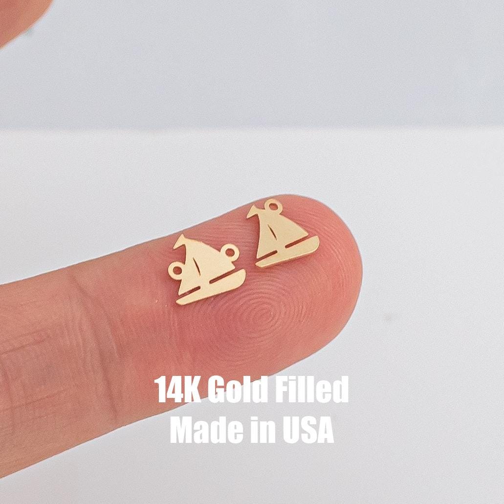 Sail Boat Permanent Jewelry Connector- Intricate Detail - 14kt gold filled or Sterling Silver - Made in the USA