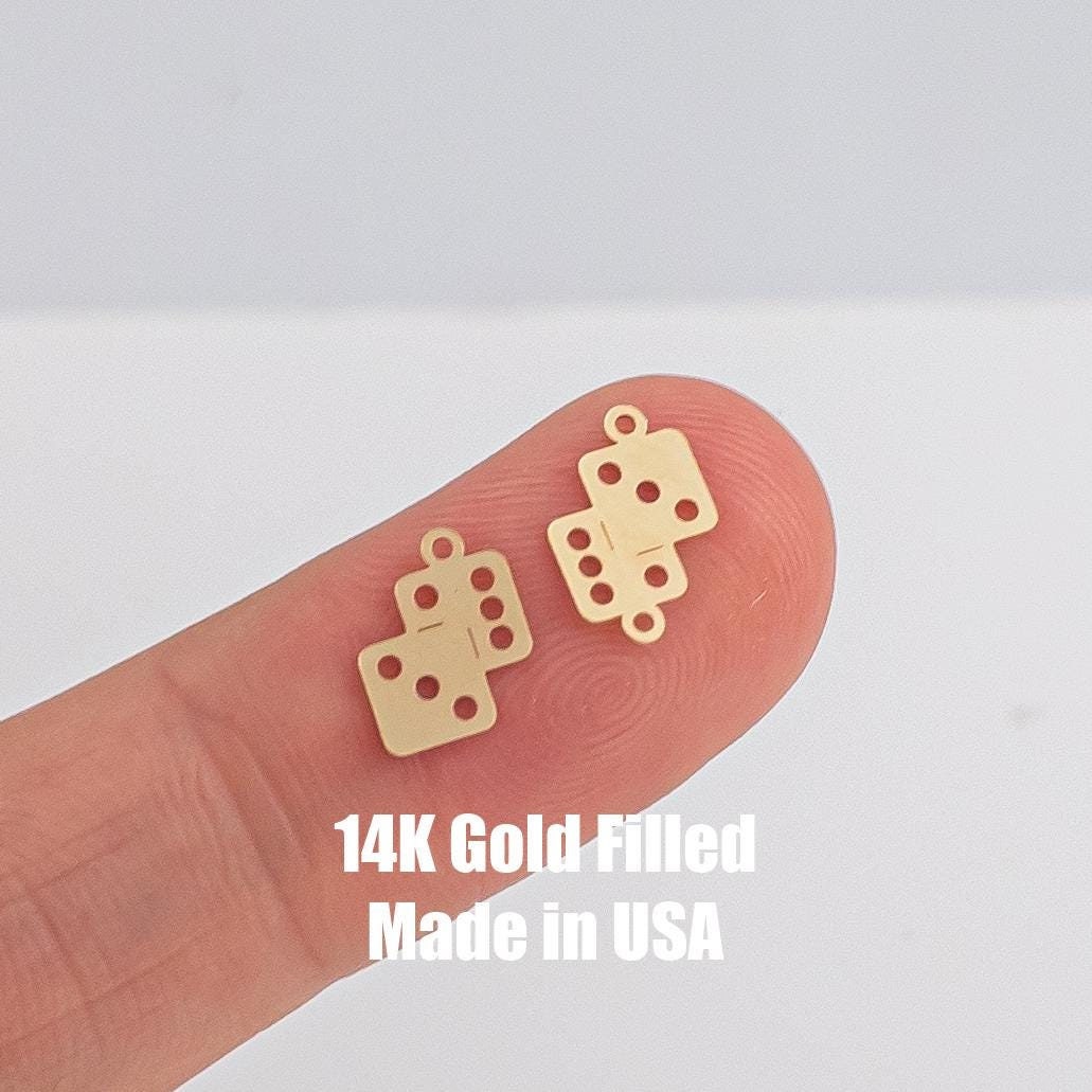 Casino Craps Dice Permanent Jewelry Connector- Intricate Detail - 14kt gold filled or Sterling Silver - Made in the USA - Custom